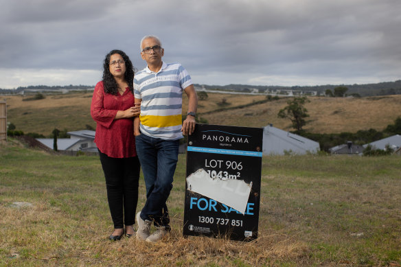 Anamica and Sushant Chakravarty on their property in Officer, where they planned to build a dream home with Hallbury.