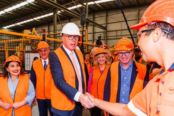 Peter Dutton in his campaign outfit on Sunday.