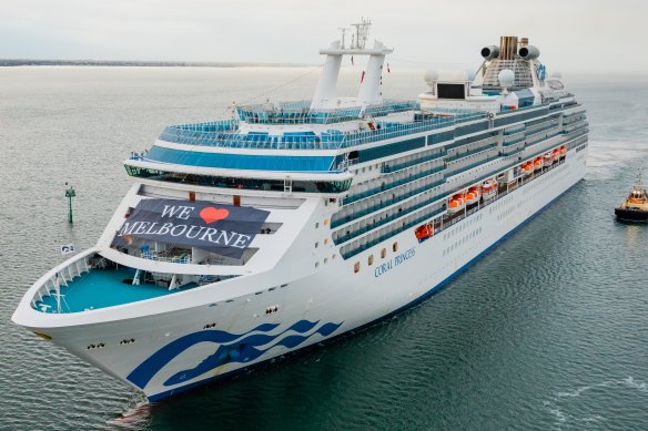 The Coral Princess arriving into Melbourne five weeks ago.