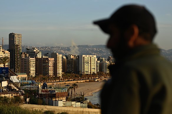 Smoke rises from the southern suburbs of Beirut.