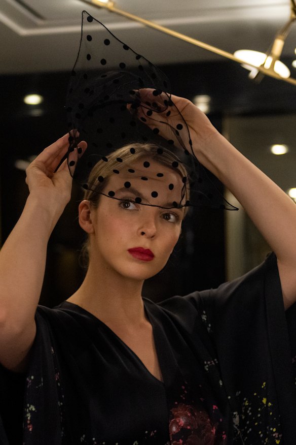 Villanelle's lace veil features in a scene in which she is dressed to simultaneously murder and mourn her nemesis.