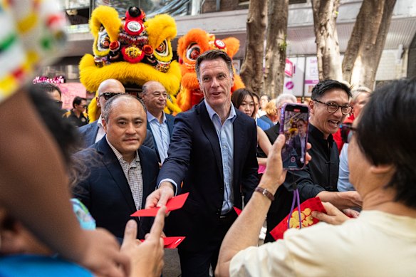 Premier of New South Wales Chris Minns during Lunar New Year celebrations in Chinatown, Haymarket. 