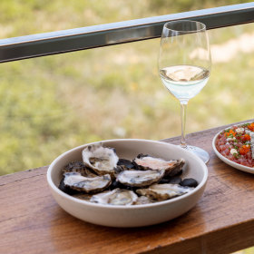 Oysters with fennel and lime mignonette. 
