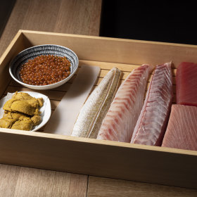 The “jewel box” of raw fish and roe.