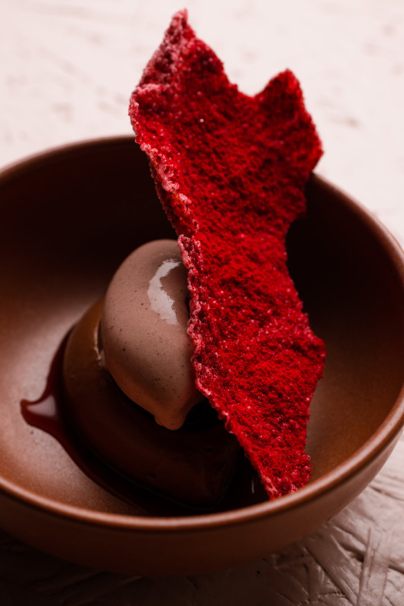 Red rice sake-lees ice cream.
