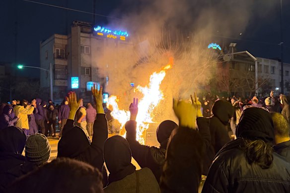 Iranians protesting against the government in Tehran this month.