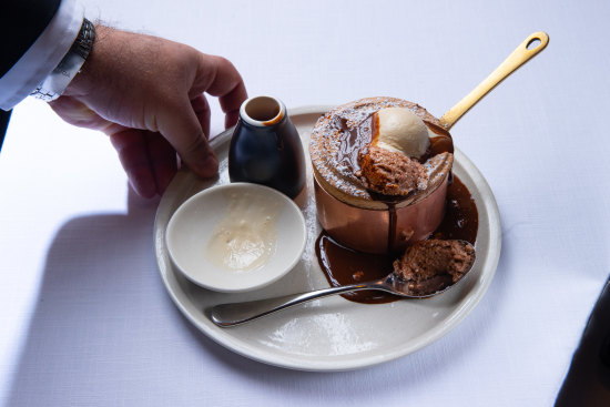 Grossi Florentino’s chocolate souffle.