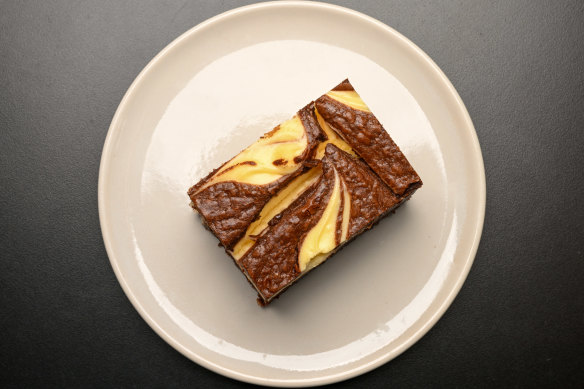 The famous chocolate-cheesecake brownie.