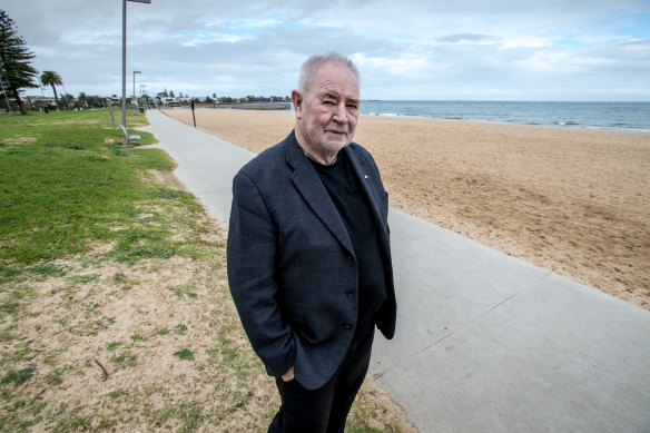 Pictured at Elwood foreshore after speaking to school principals about meth problems in youth, gangs and the wider community.