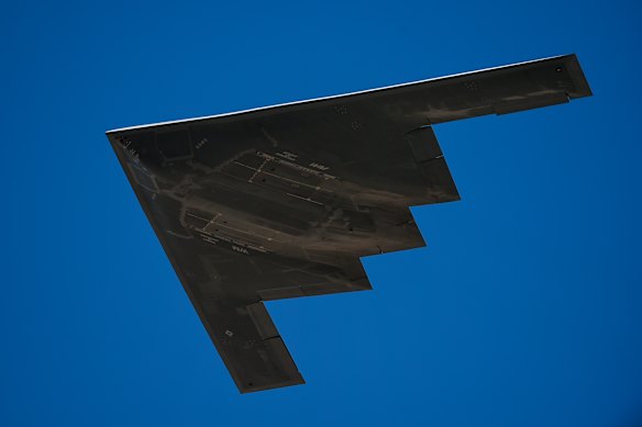 A B-2 bomber in flight.