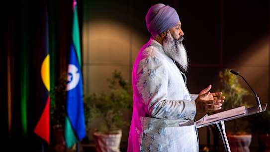 NSW Australian of the year Amar Singh gives the annual talk at the Australia Day address.