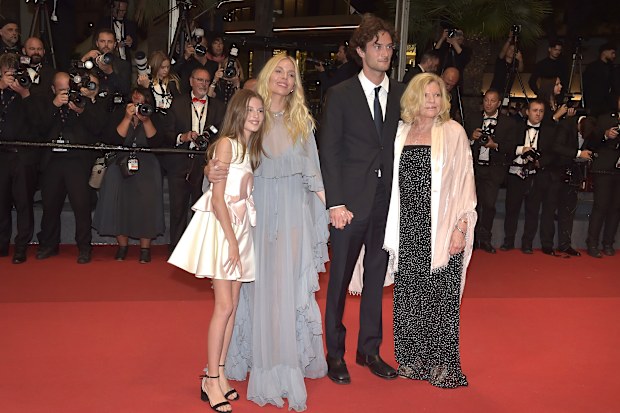 Sienna Miller with daughter Marlowe Sturridge, Oli Green and her mother Josephine Miller at Cannes Film Festival 2024. 