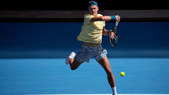 Holger Rune on the front foot against Ugo Humbert.