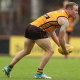 MELBOURNE, AUSTRALIA - MAY 04: Tom Mitchell of the Hawks controls the ball during a Hawthorn Hawks AFL training session at Waverley Park on May 04, 2022 in Melbourne, Australia. (Photo by Robert Cianflone/Getty Images)