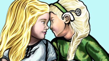 Holly Karten’s digital drawing of her two daughters.