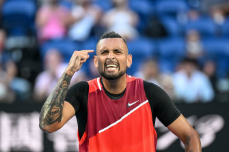 Nick Kyrgios at the Australian Open in January 2022.