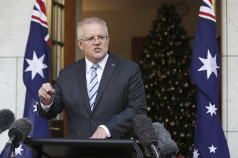 Prime Minister Scott Morrison addresses the media on Thursday.