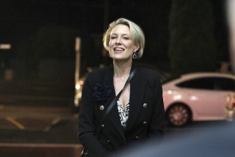 Katherine Deves, Liberal candidate for Warringah, enters the Forestville RSL for an event on Friday April 22.