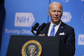 US President Joe Biden speaks about the COVID-19 variant named omicron during a visit to the National Institutes of Health in Bethesda, Maryland.