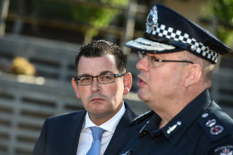 Premier Daniel Andrews in 2016 with then-Chief Commissioner Graham Ashton.
