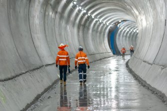 Part of one tunnel linking Woolloongabba and Roma Street for Brisbane’s underground Cross River Rail project.