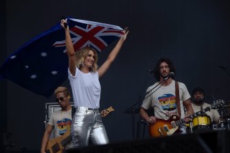 Delta Goodrem raised the roof with her performance of I Am Australian.