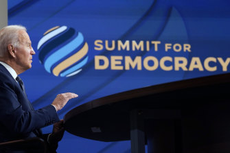 US President Joe Biden speaks  during the two-day virtual summit.