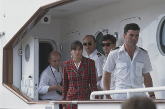 Ghislaine Maxwell and crew on her father’s yacht, the Lady Ghislaine.