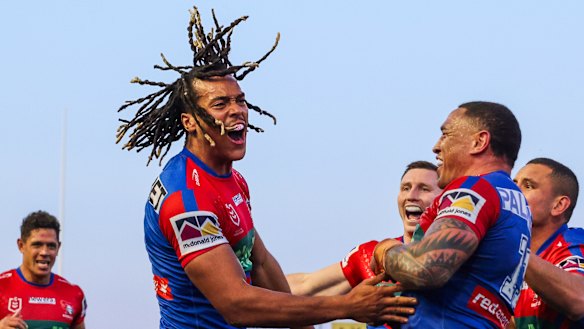 Dominic Young scores for the Knights.