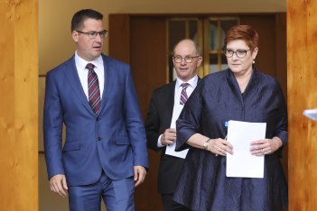 Zed Seselja (left) and Marise Payne pictured in 2021.
