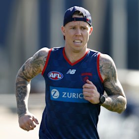 James Harmes at Melbourne training on Tuesday.