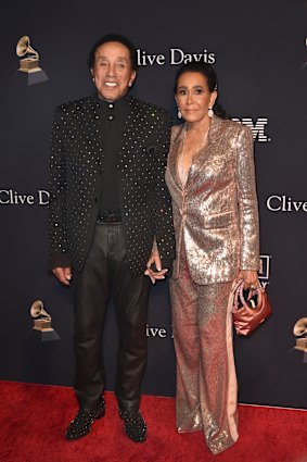 Smokey Robinson and his wife Frances at a pre-Grammys event in 2023.