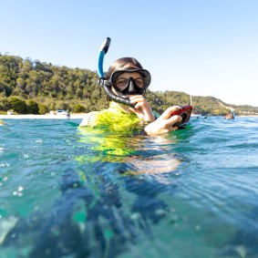 Off-shore exploring at Moreton island.