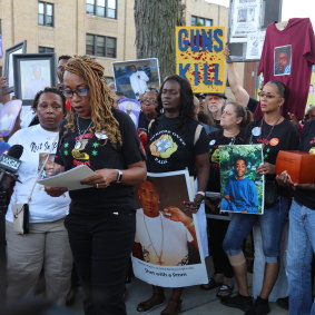 Parents of Child Victims of Gun Violence attend a rally in South Side.