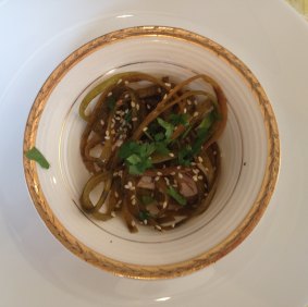 Sea spaghetti with pesto cooked by Kerryann Fitzgerald on the south Kerry coast in Ireland.