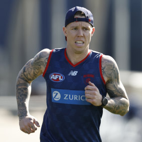 James Harmes at Melbourne training on Tuesday.