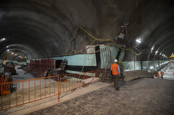 Tunnels for the new Pitt Street station, which is part of the second stage of Sydney's $20 billion metro rail line.