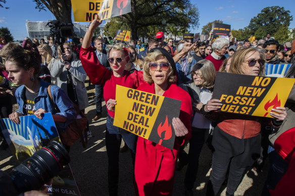 Jane Fonda protesting in Washington in 2019, half a century after she was accused of treason for protesting against America’s involvement in the Vietnam War.