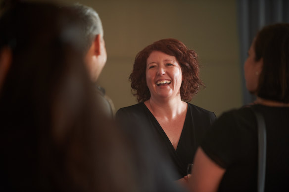 Jane Harper on the set of the film adaptation of her book The Dry.