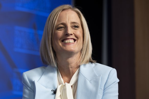 Katy Gallagher at the National Press Club today.