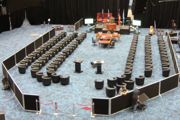 The May 2023 sitting of Regional Parliament being set up in Cairns.