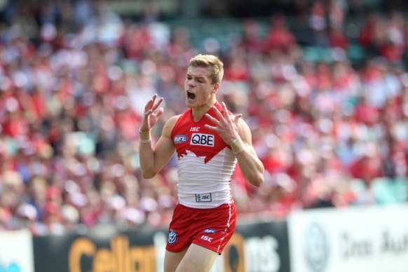 Brandon Jack during his debut season with the Swans in 2013. He was delisted in 2017.