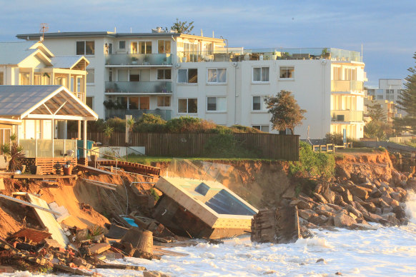The east coast low in mid-2016 stirred up wild surf that slammed into Collaroy beach, dislodging a swimming pool and threatening to undermine buildings.
