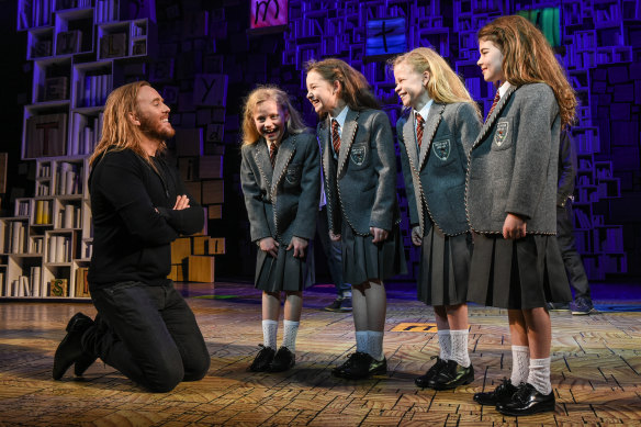 Tim Minchin, who wrote Matilda the Musical Story based on the Roald Dahl book with some of the show’s stars.