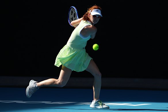 Maya Joint in her round one match at the 2025 Australian Open.
