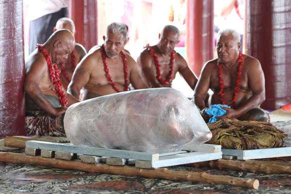 The pig presented as a gift to Charles and Camilla.