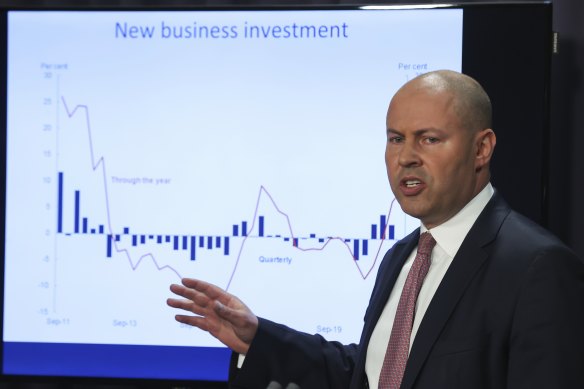 Treasurer Josh Frydenberg reveals the national accounts in December 2021.