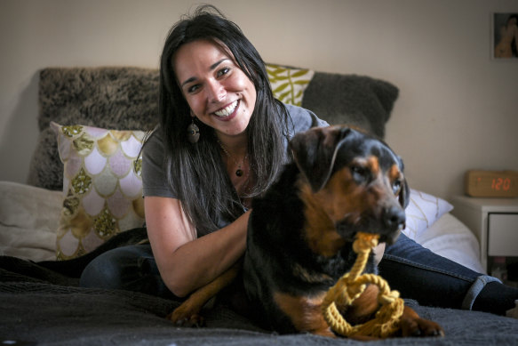 'He's kept me sane': Erin Kanygin bought her dog Barkley from the Lost Dogs Home.