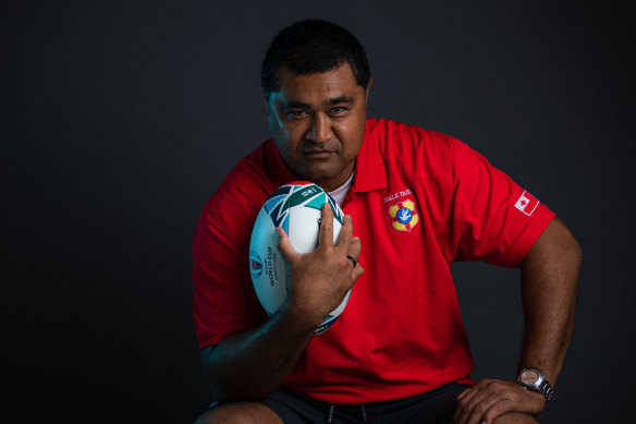 Toutai Kefu as head coach of Tonga at the 2019 World Cup in Japan.