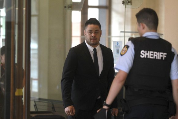 Convicted: Jarryd Hayne outside court on Monday.